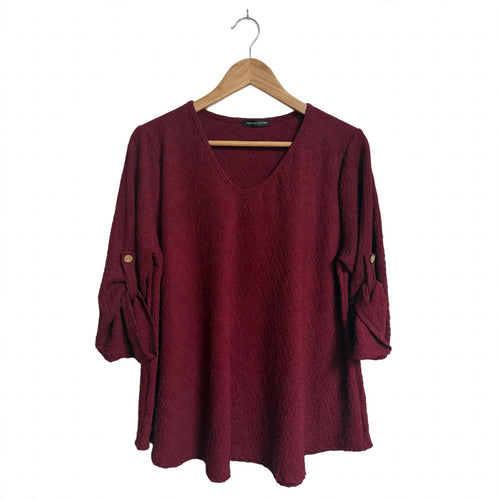Blusa Curvy de crepé con cuello en V y mangas recogibles - Las Cucadas