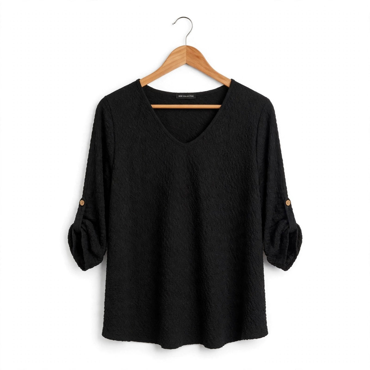 Blusa Curvy de crepé con cuello en V y mangas recogibles - Las Cucadas