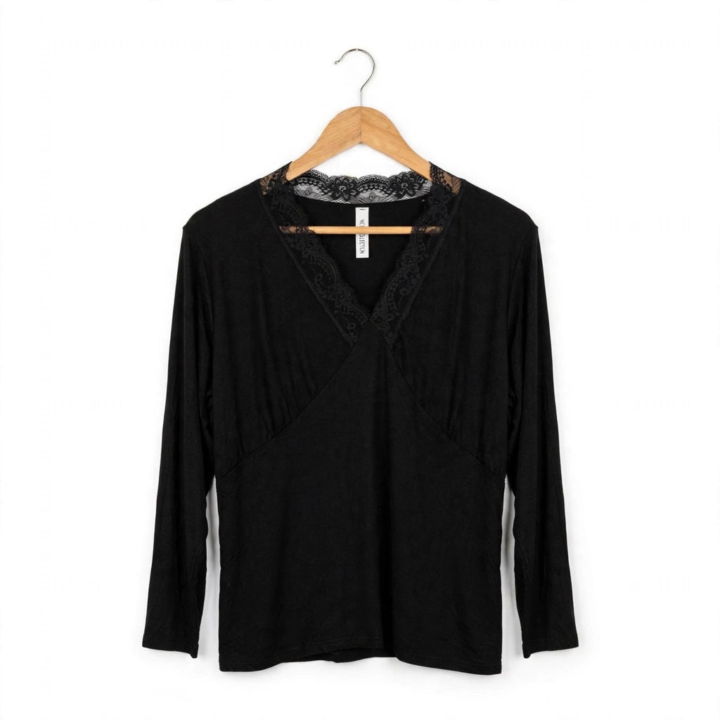 Blusa de manga larga con encaje en talla grande - Las Cucadas