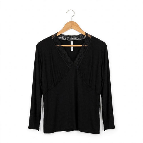 Blusa de manga larga con encaje en talla grande - Las Cucadas