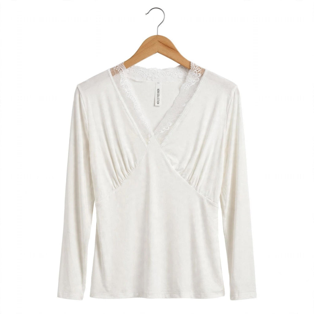 Blusa de manga larga con encaje en talla grande - Las Cucadas