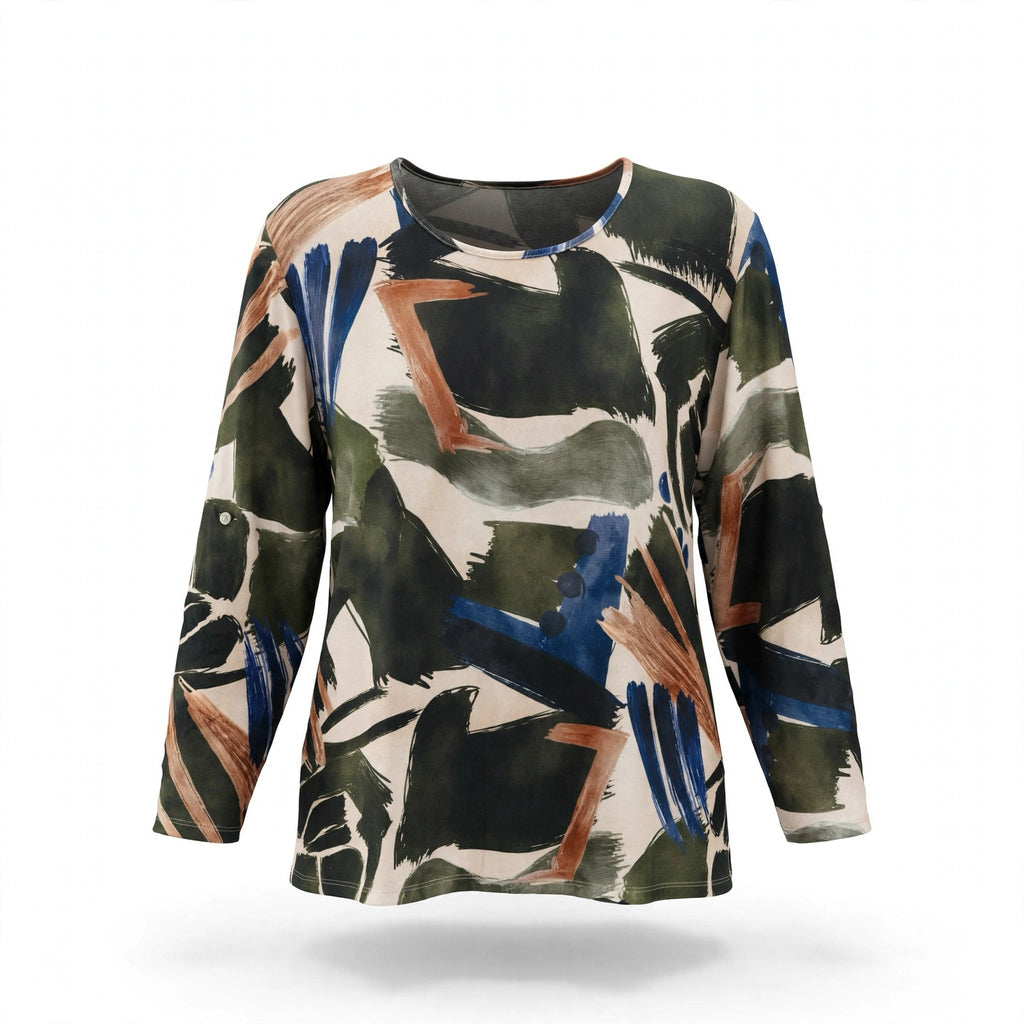 Blusa De Manga Larga Con Estampado Abstracto - Las Cucadas
