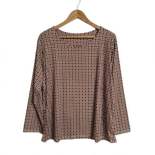 Blusa de manga larga con estampado geométrico en talla grande - Las Cucadas