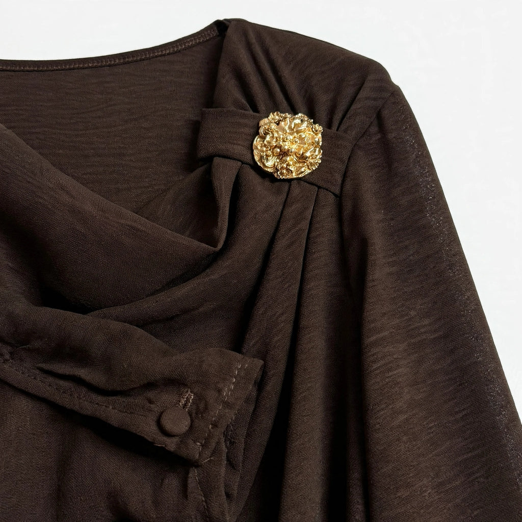 Blusa Elegante de Manga Larga Chocolate - Las Cucadas