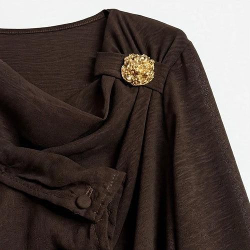 Blusa Elegante de Manga Larga Chocolate - Las Cucadas
