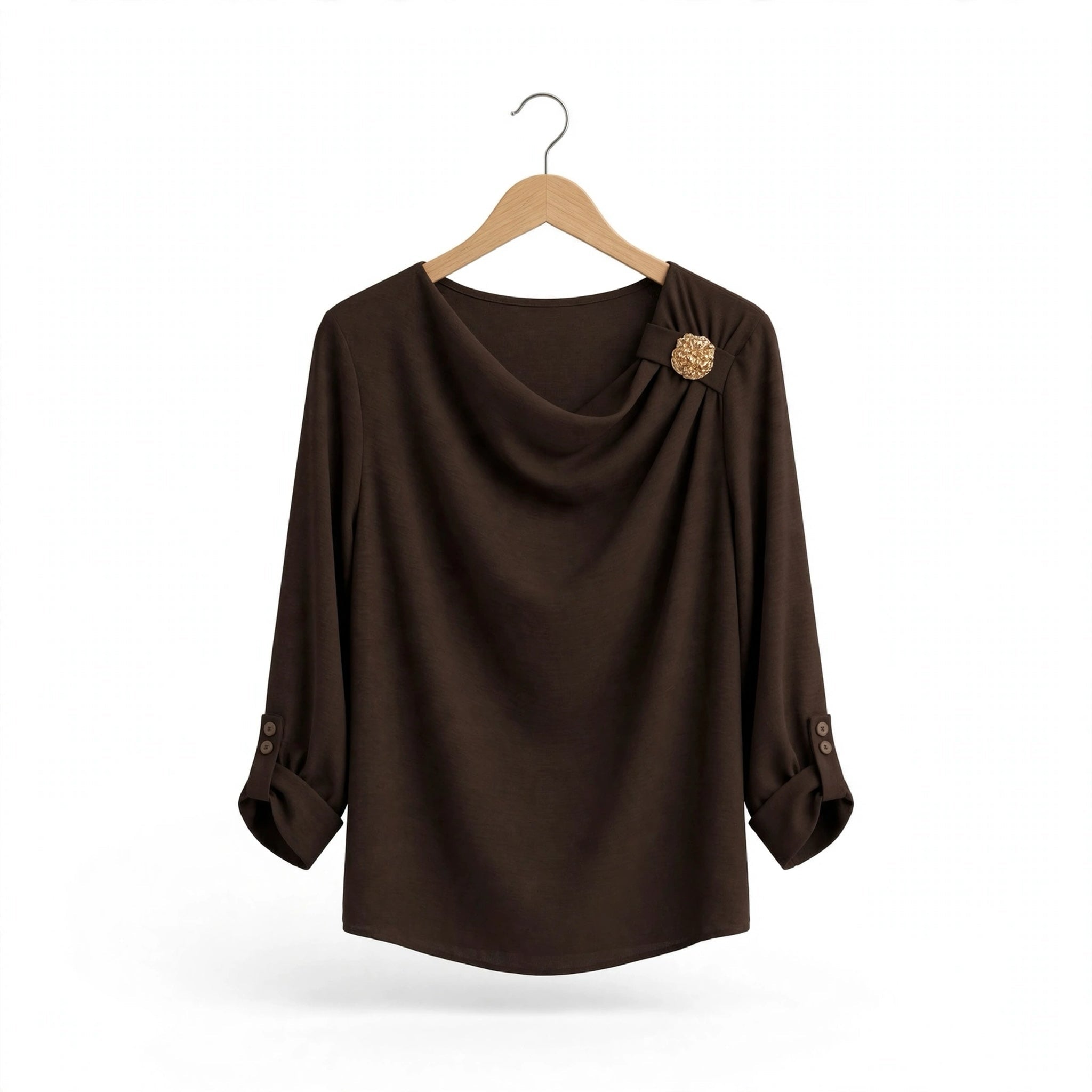 Blusa Elegante de Manga Larga Chocolate - Las Cucadas