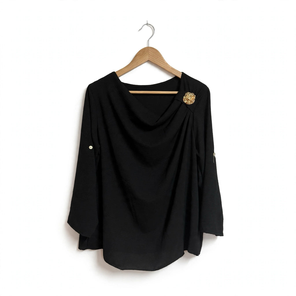Blusa Elegante De Manga Larga Oscura - Las Cucadas