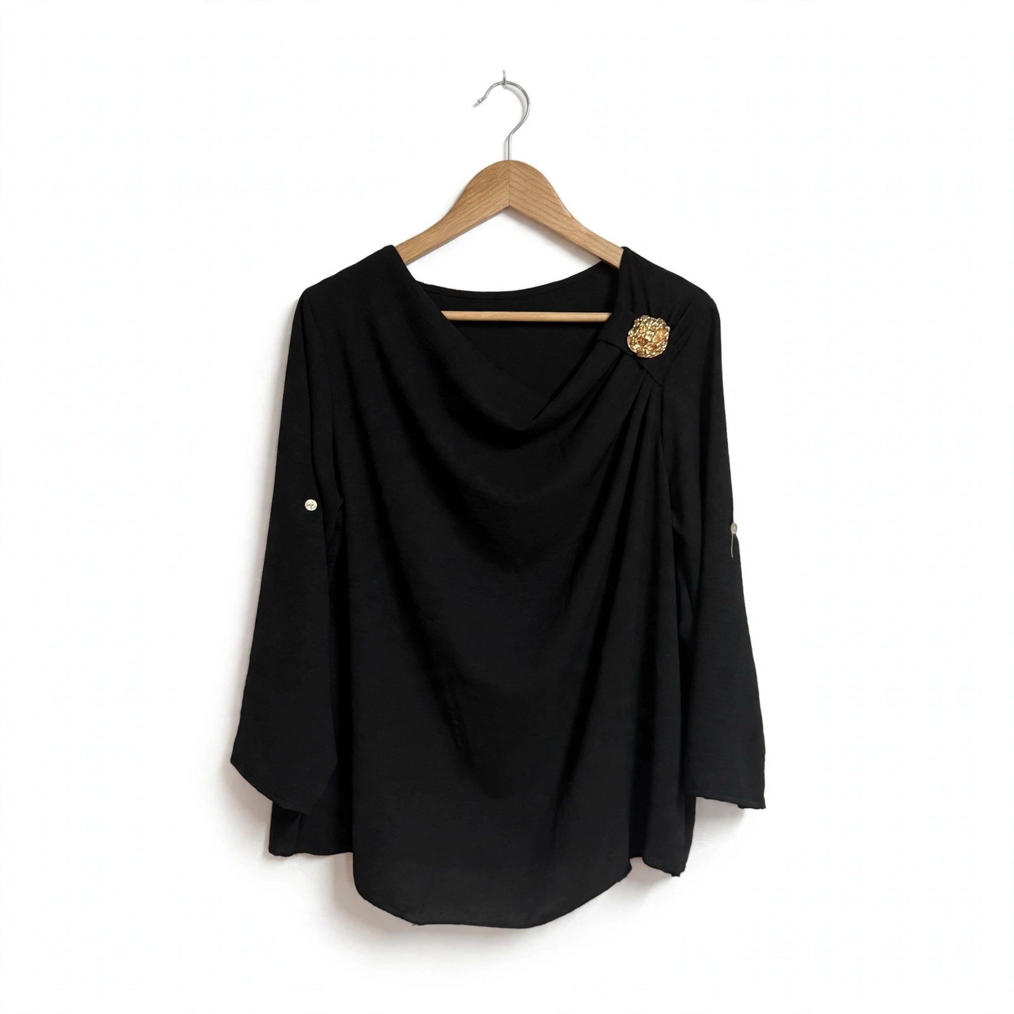 Blusa Elegante De Manga Larga Oscura - Las Cucadas