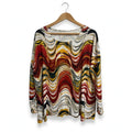 Blusa Manga Larga Estampado Abstracto Talla Grande - Las Cucadas