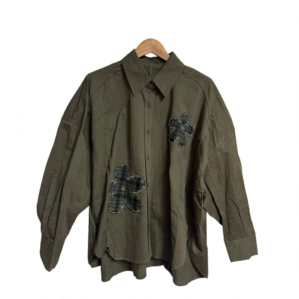 Camisa Curvy con flores de tela escocesa - Las Cucadas