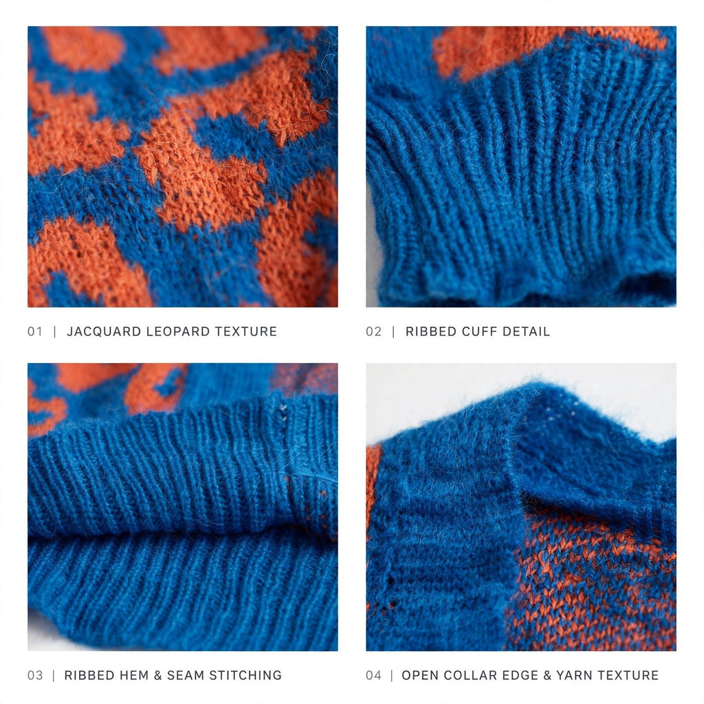 Cárdigan curvy de leopardo azul y naranja - Las Cucadas