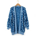 Cárdigan de punto curvy con estampado de leopardo azul - Las Cucadas