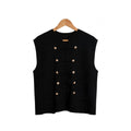 Chaleco de punto curvy con botones dorados estilo militar - Las Cucadas