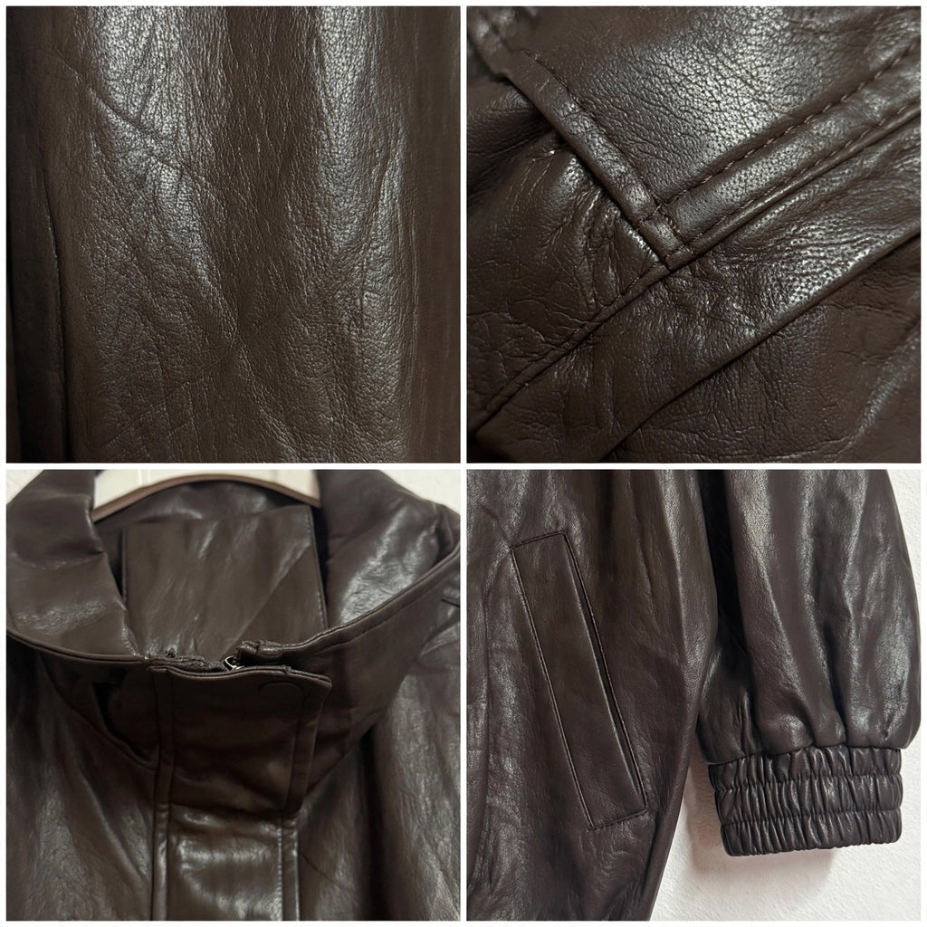 Chaqueta bomber curvy de efecto piel con cuello alto - Las Cucadas