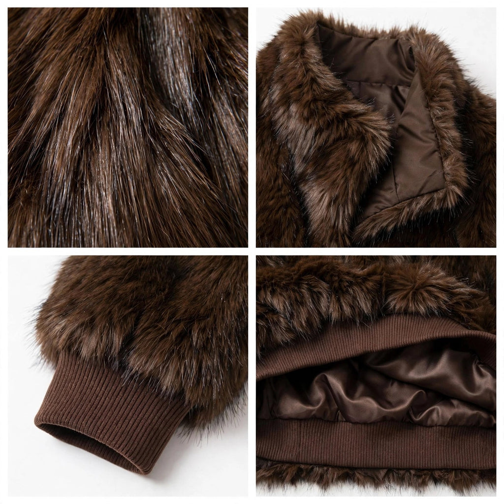 Chaqueta bomber reversible curvy marrón chocolate - Las Cucadas