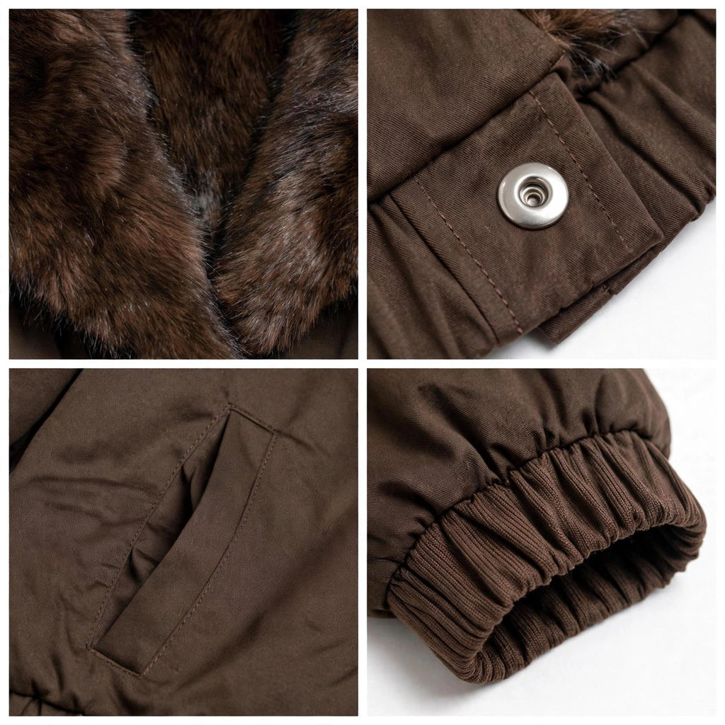 Chaqueta bomber reversible curvy marrón chocolate - Las Cucadas