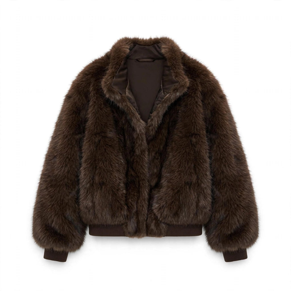 Chaqueta bomber reversible curvy marrón chocolate - Las Cucadas