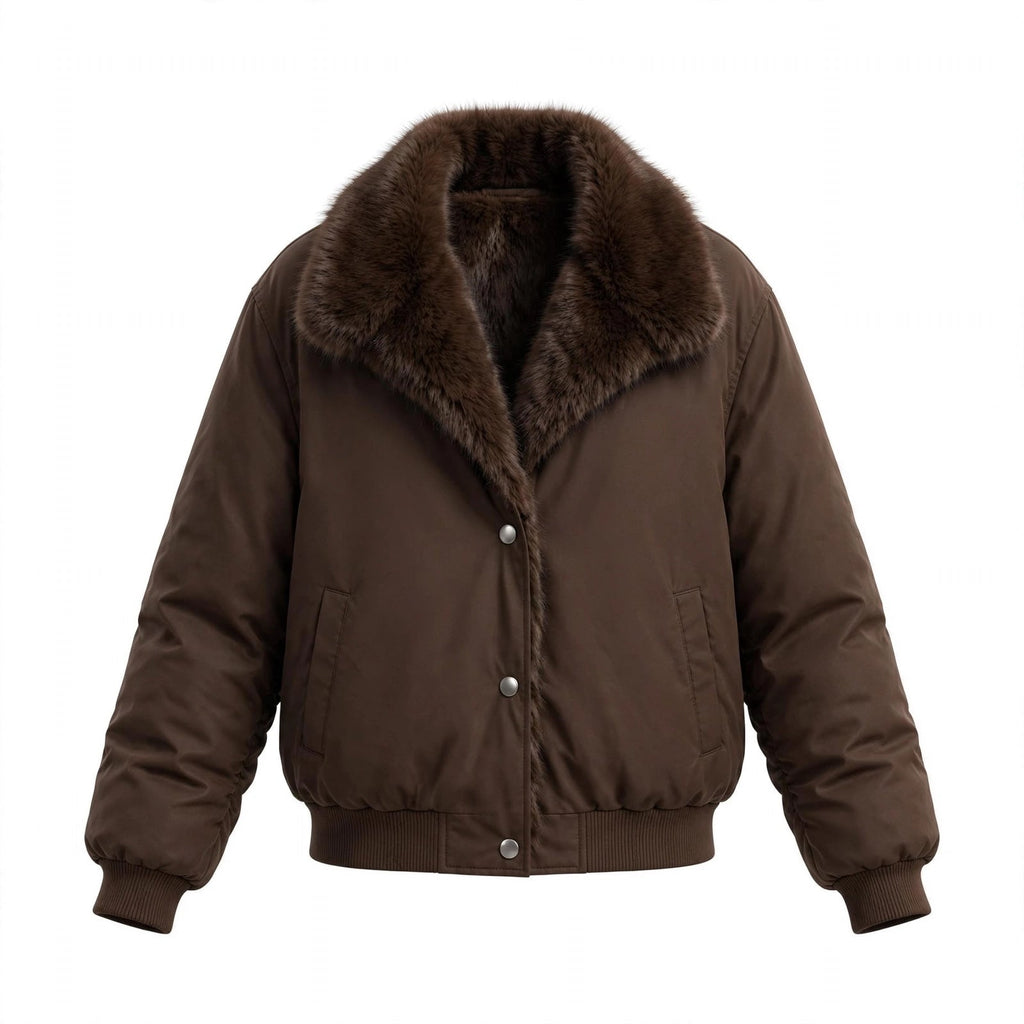 Chaqueta bomber reversible curvy marrón chocolate - Las Cucadas