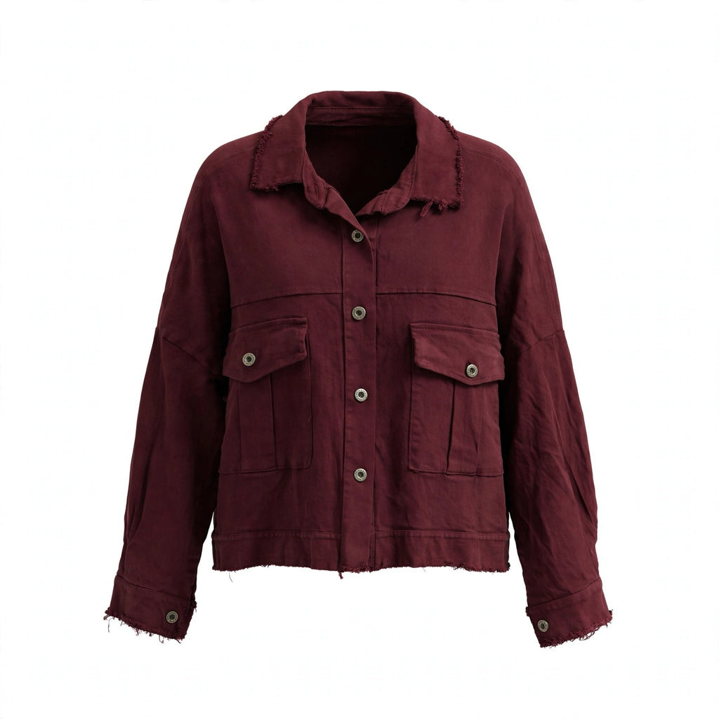 Chaqueta Estilo Camisero Vaquera Burdeos - Las Cucadas