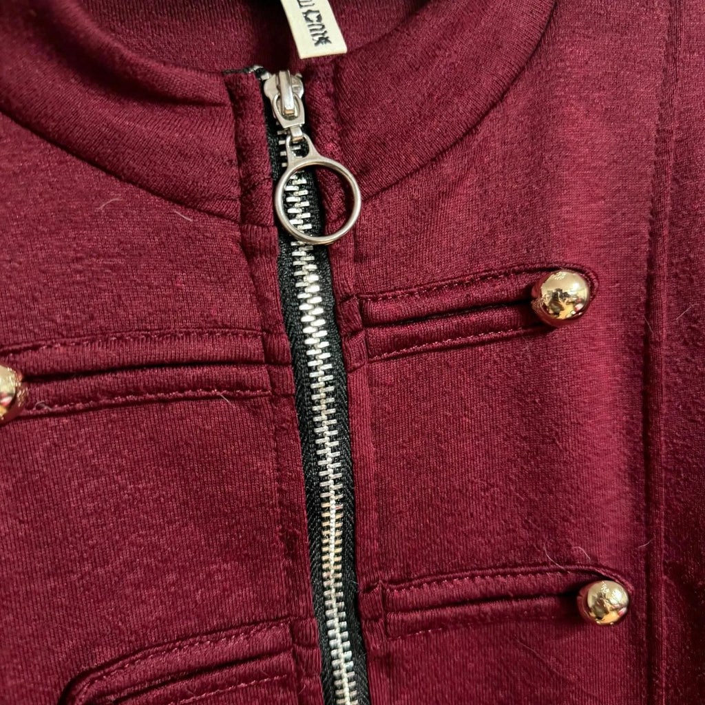 Chaqueta Estilo Militar Burdeos Mujer Talla Grande | Botones Dorados - Las Cucadas