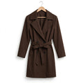 Chaqueta Gabardina Chocolate Cruzada Con Cinturón - Las Cucadas