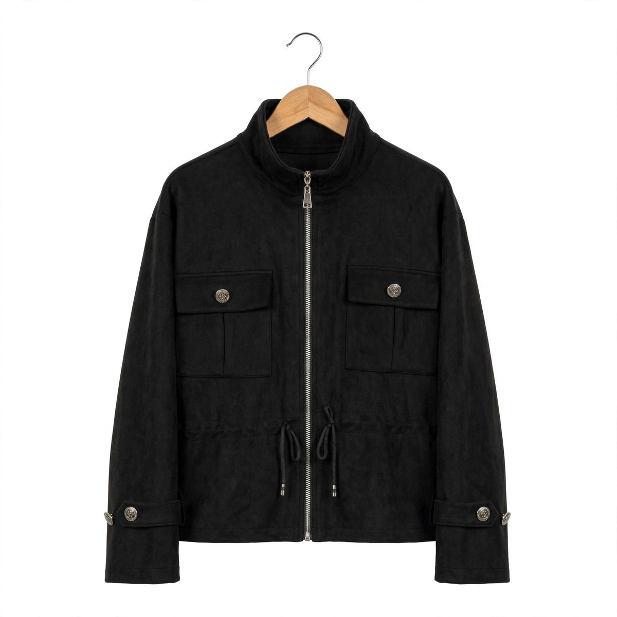 Chaqueta militar curvy verde oscuro efecto ante - Las Cucadas