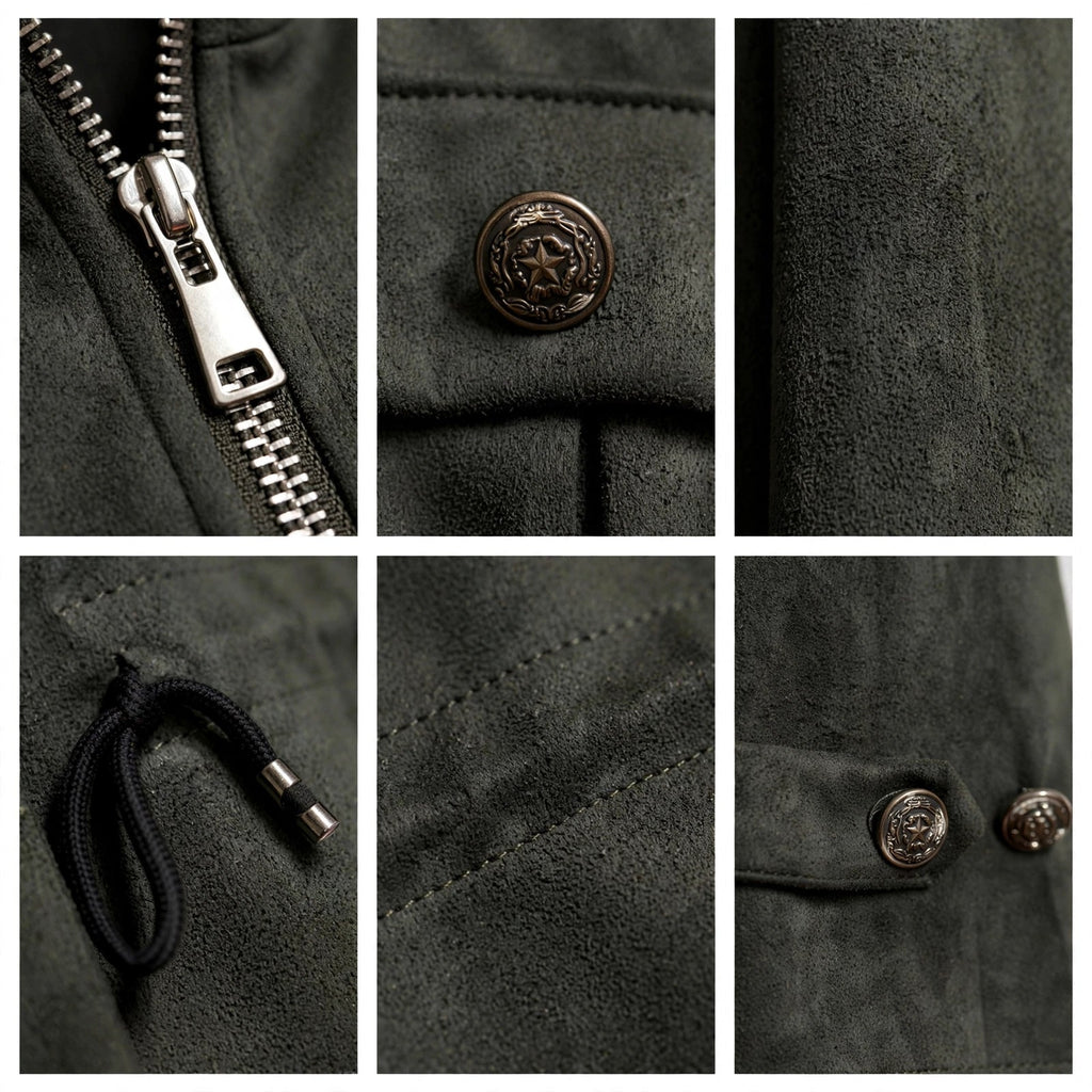Chaqueta militar curvy verde oscuro efecto ante - Las Cucadas