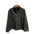 Chaqueta militar curvy verde oscuro efecto ante - Las Cucadas