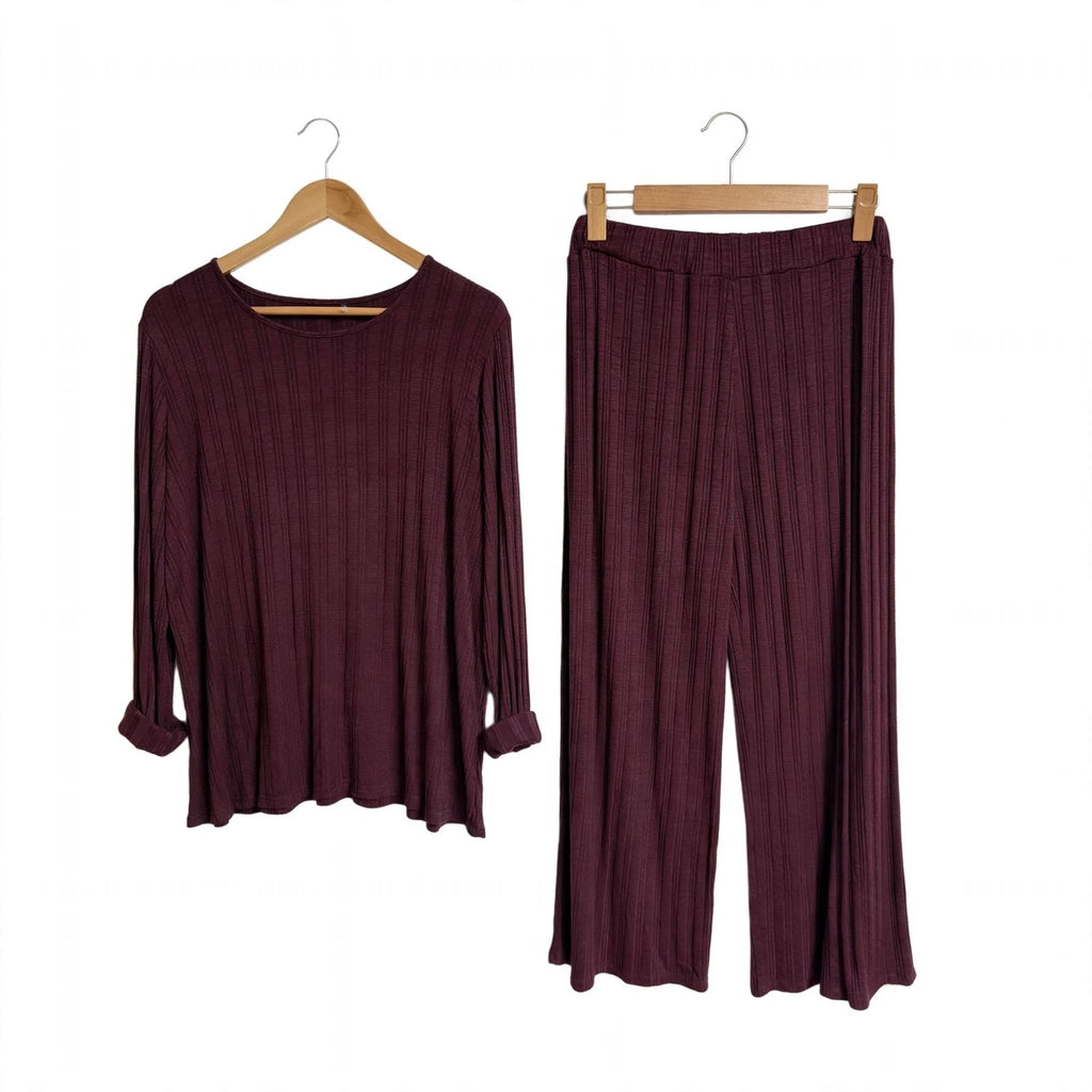 Conjunto Curvy de punto acanalado con pantalón ancho - Las Cucadas