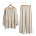 Conjunto De Punto De Dos Piezas Beige Para Mujer - Las Cucadas
