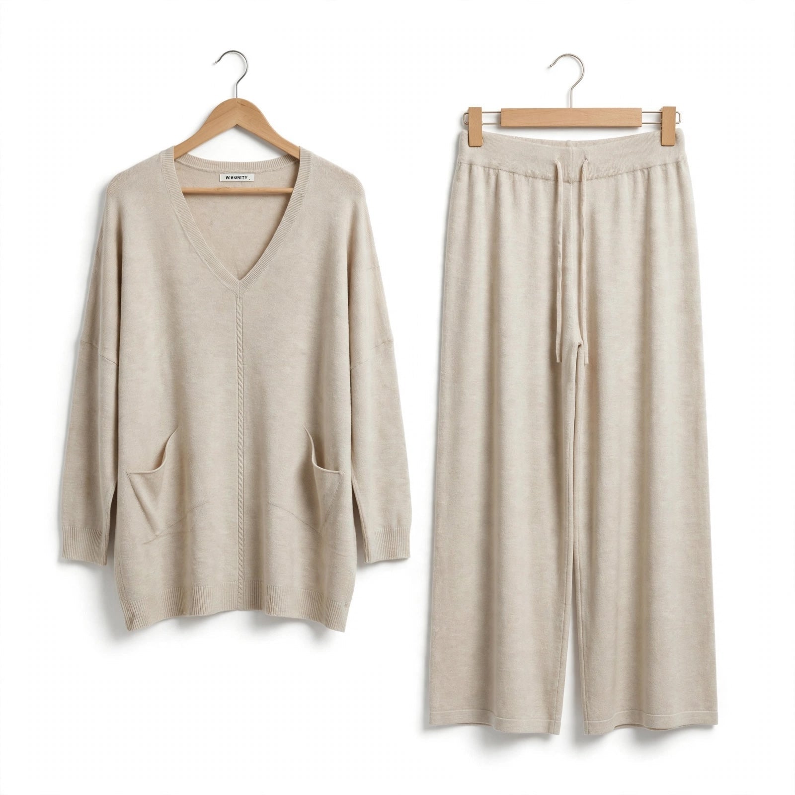 Conjunto De Punto De Dos Piezas Beige Para Mujer - Las Cucadas