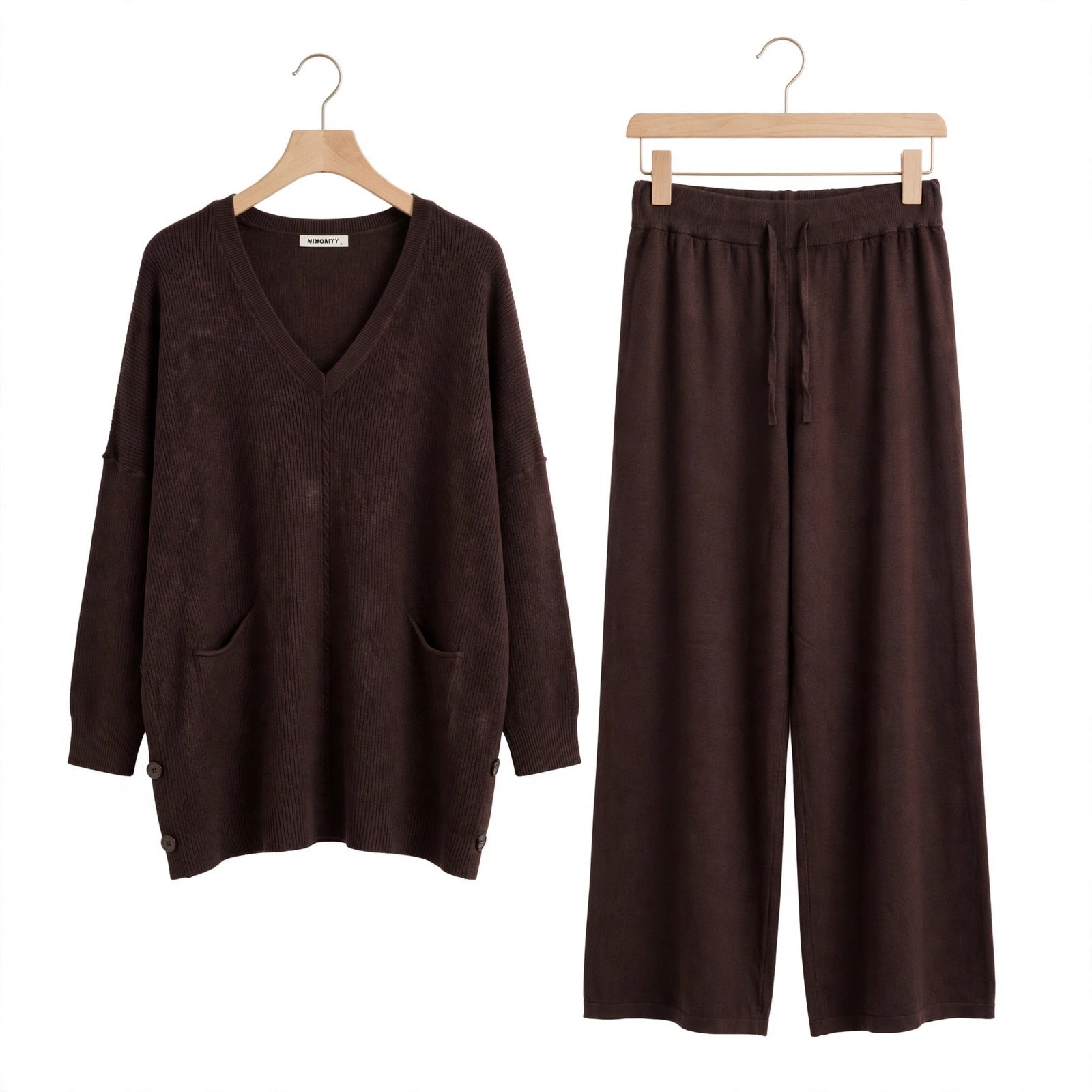 Conjunto De Punto De Dos Piezas Chocolate Para Mujer - Las Cucadas