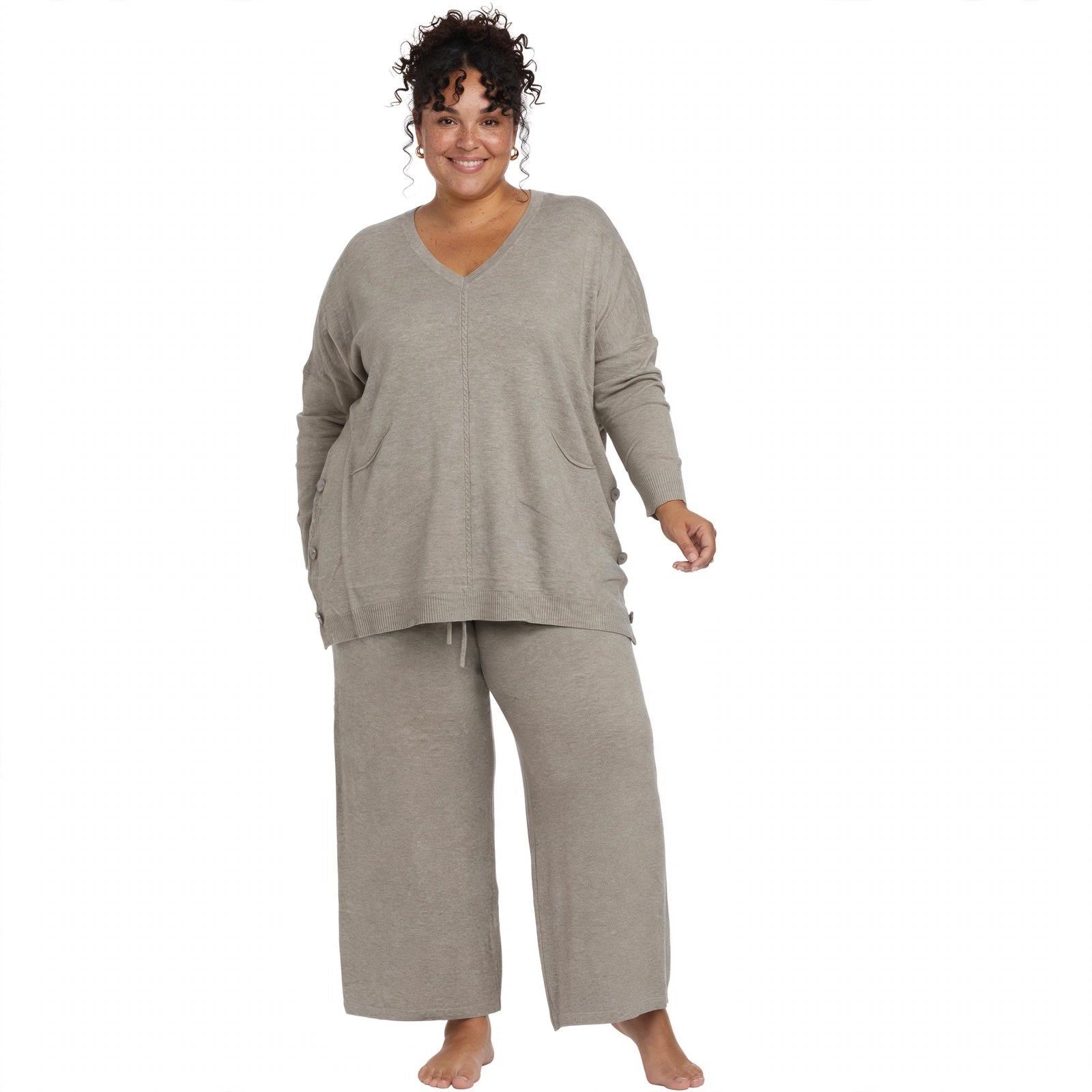 Conjunto De Punto De Dos Piezas Taupe Para Mujer - Las Cucadas