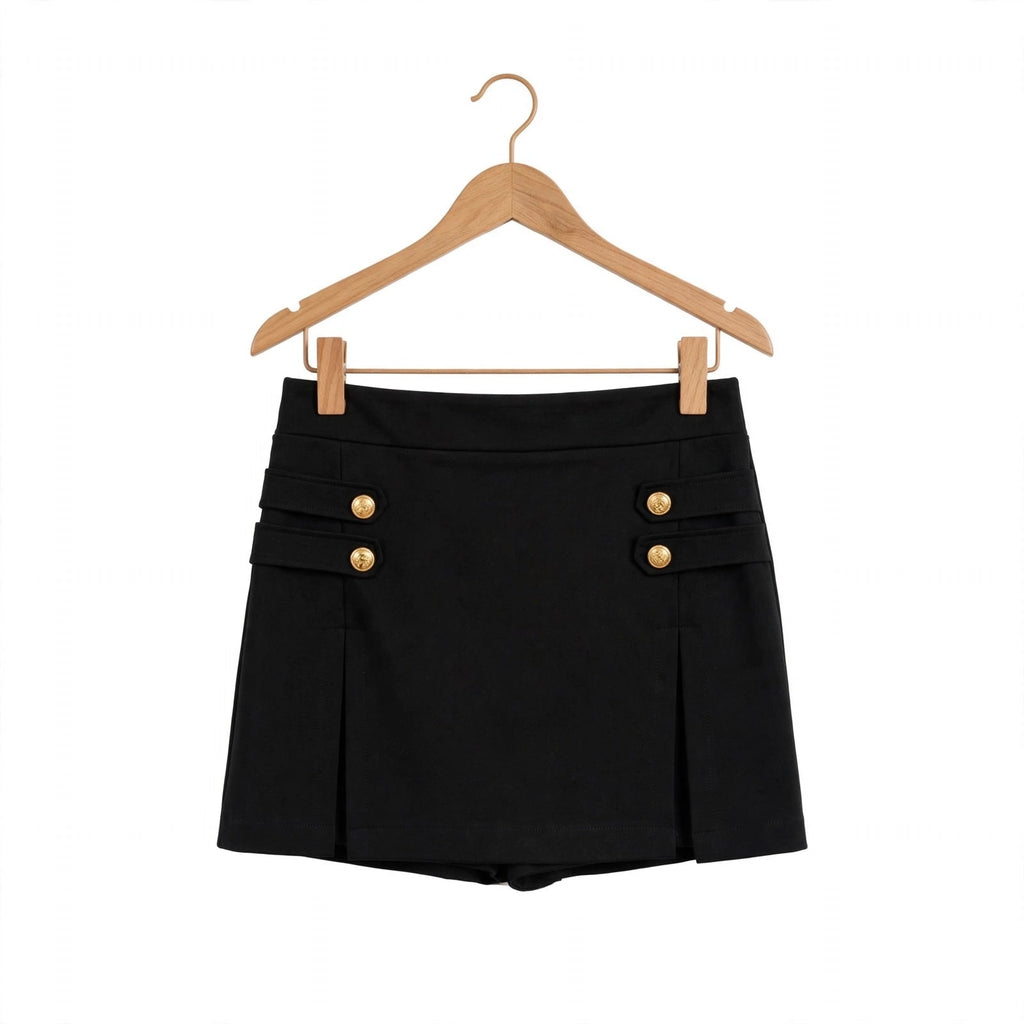Falda pantalón curvy con botones dorados hasta la talla 54 - Las Cucadas
