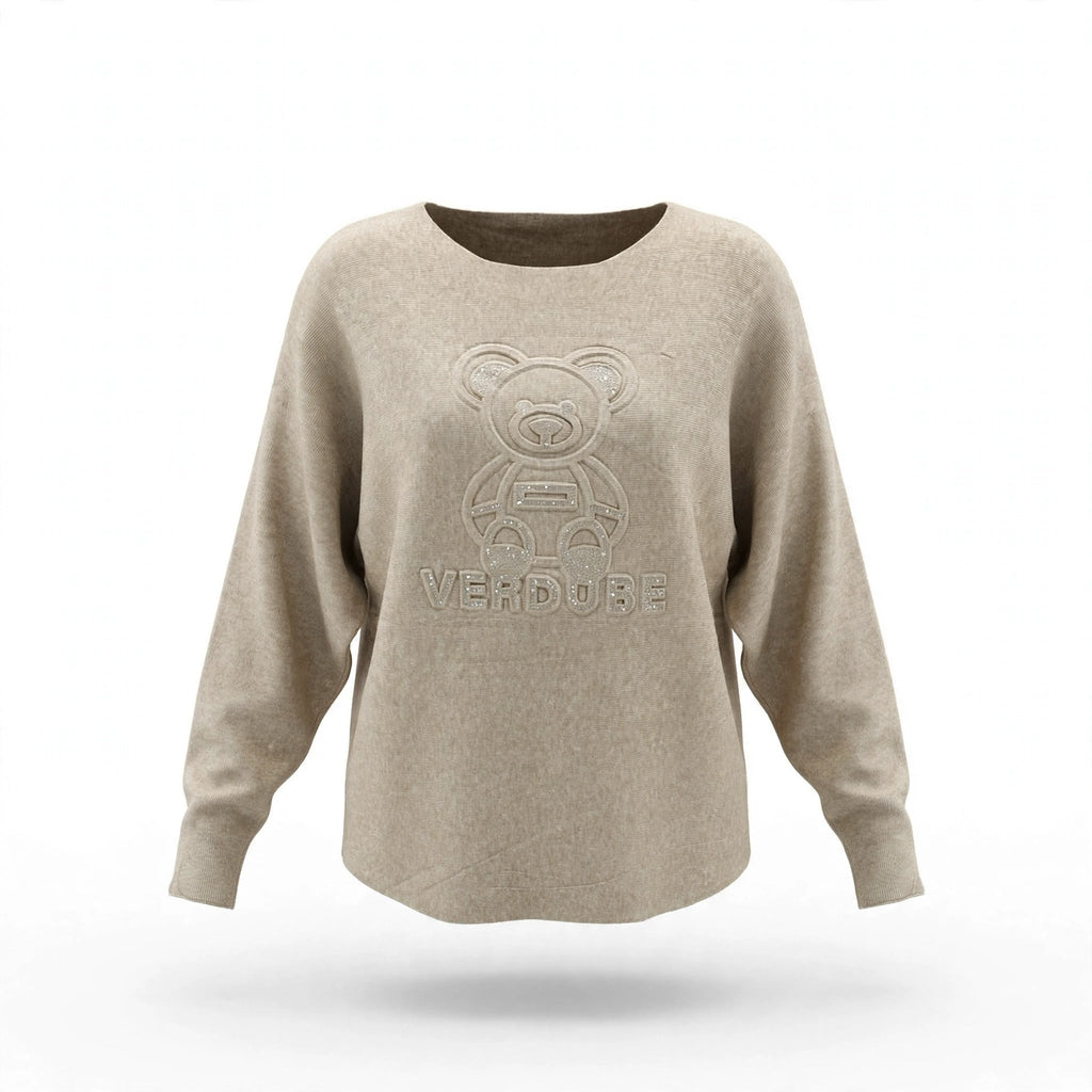 Jersey Punto Arena Diseño Oso con Pedrería - Las Cucadas