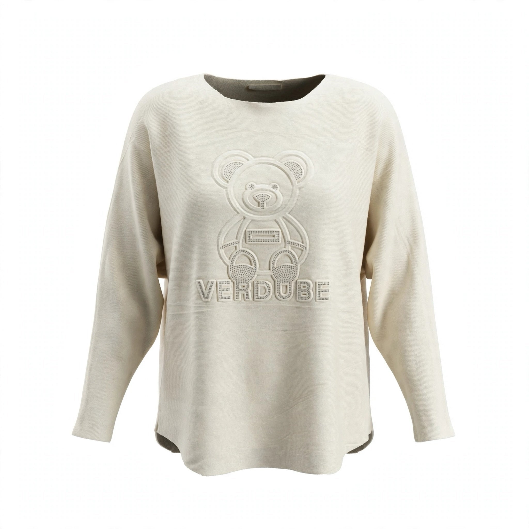 Jersey Punto Crema Diseño Oso con Pedrería - Las Cucadas