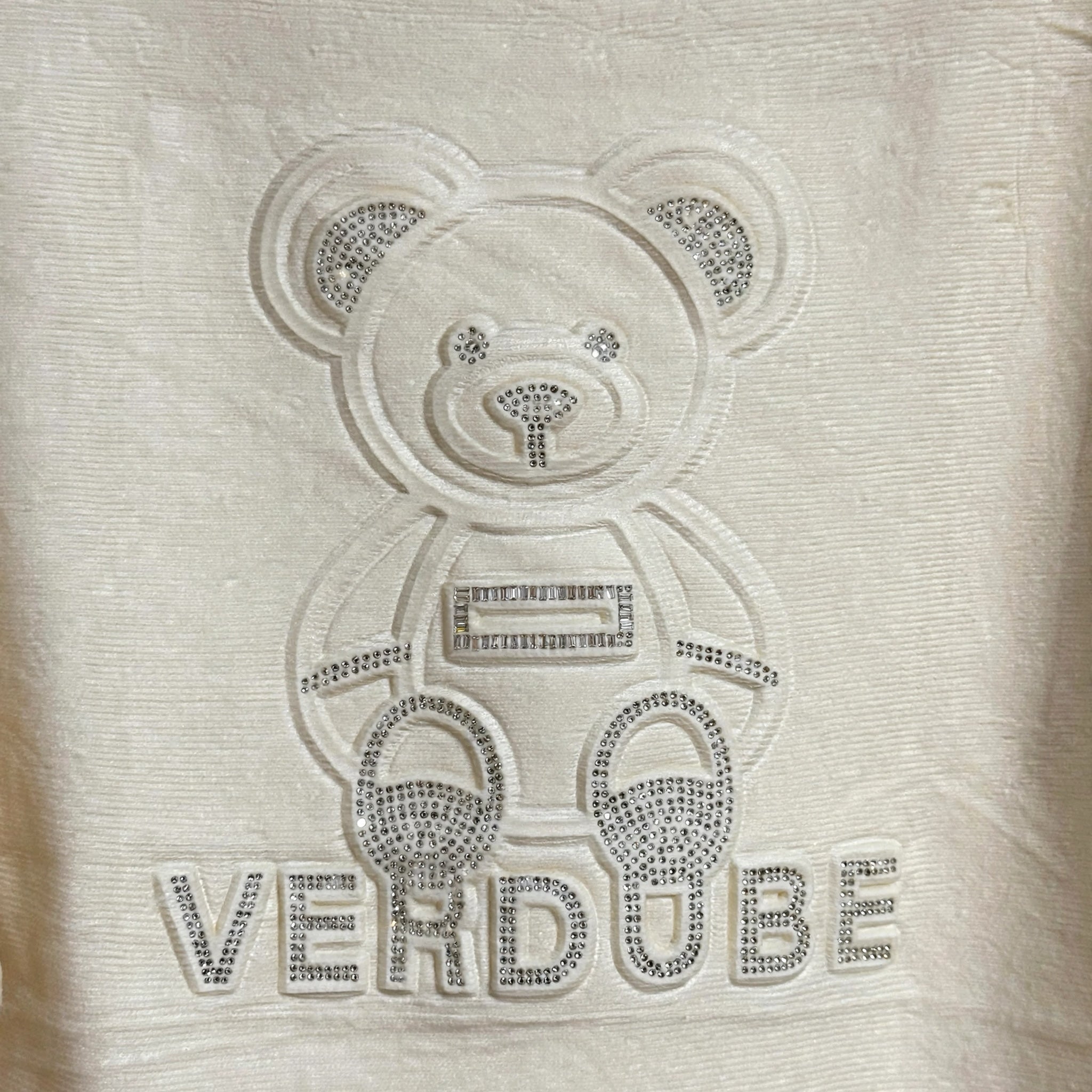 Jersey Punto Crema Diseño Oso con Pedrería - Las Cucadas