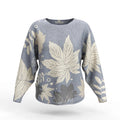 Jersey Punto Estampado Botánico Hojas Azul Talla Grande - Las Cucadas