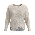 Jersey Punto Fino Crema Estampado Hojas Talla Grande - Las Cucadas