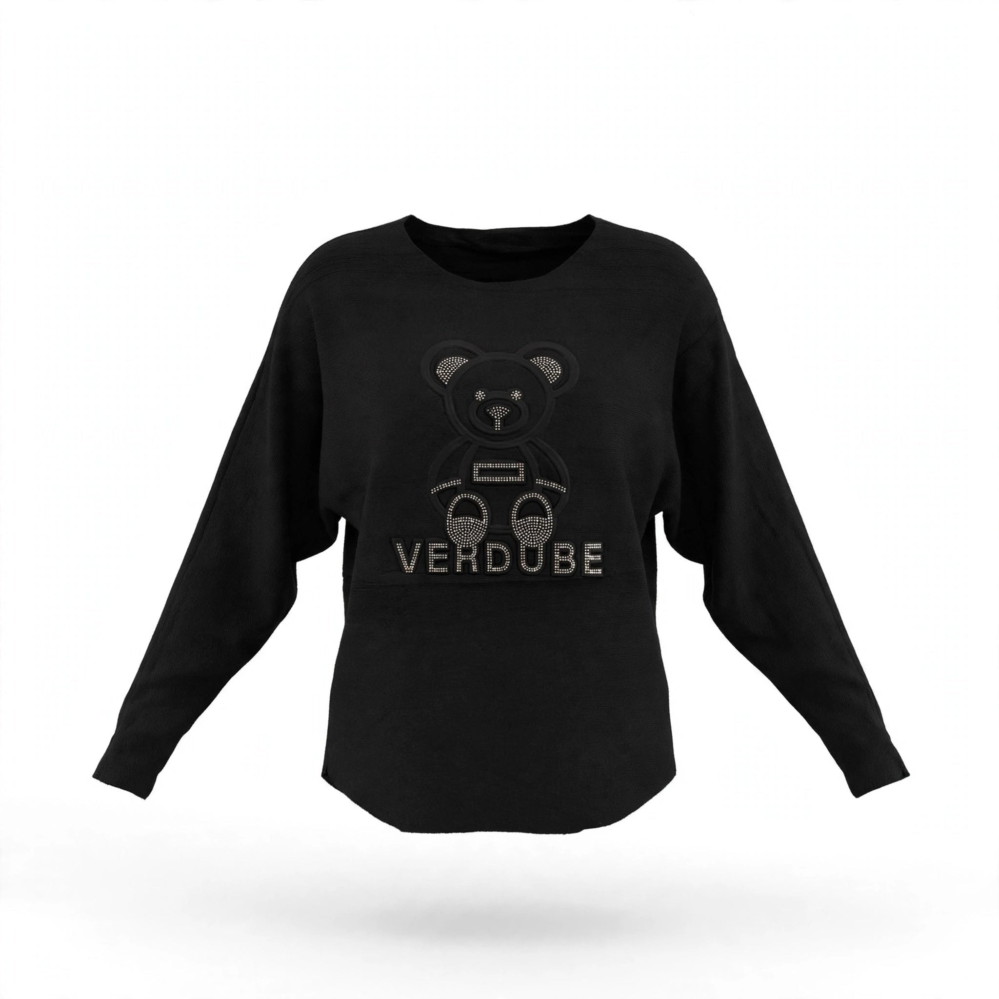 Jersey Punto Negro Diseño Oso con Pedrería - Las Cucadas
