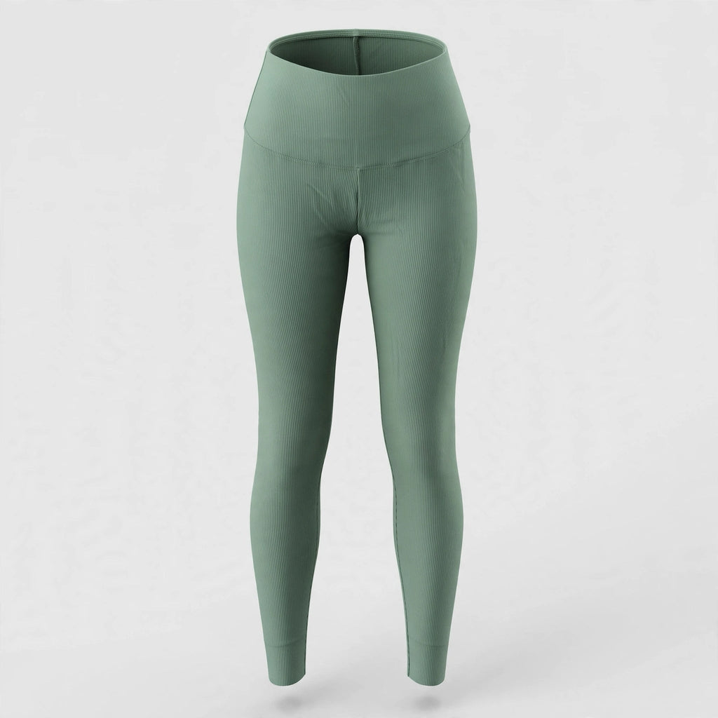 Leggings Canalé Verde Salvia Tiro Alto - Las Cucadas
