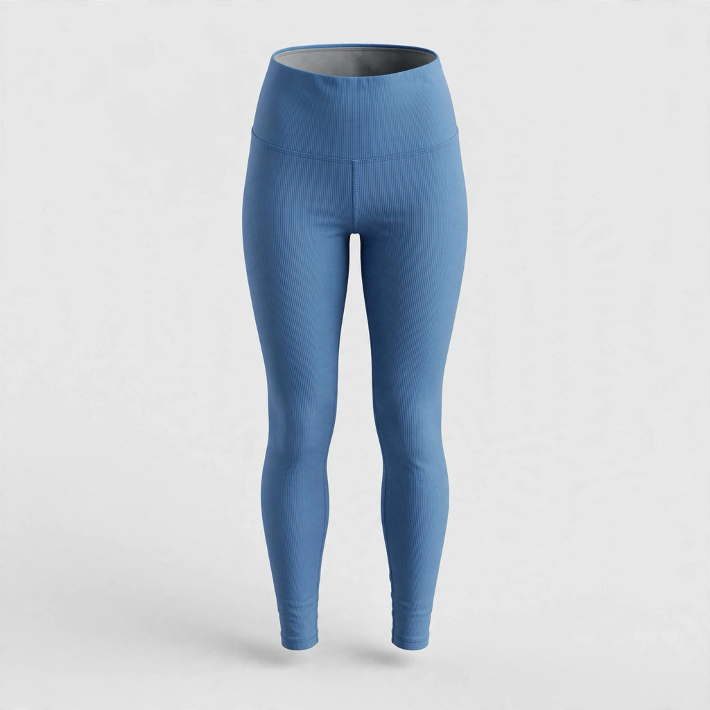 Leggings de Canalé Azul Tiro Alto - Las Cucadas