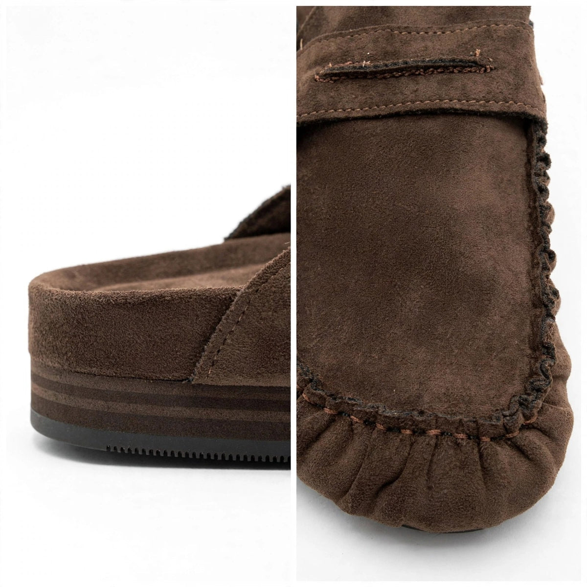 Mocasines mule de ante con antifaz en marrón - Las Cucadas