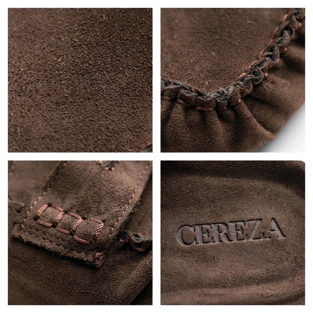 Mocasines mule de ante con antifaz en marrón - Las Cucadas
