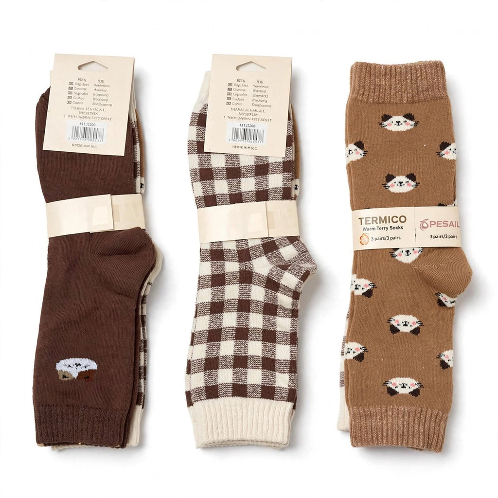 Pack de 3 calcetines térmicos con estampado de gatitos - Las Cucadas
