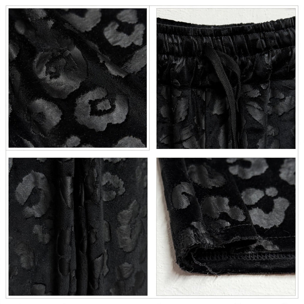 Pantalón Curvy de terciopelo con leopardo en relieve - Las Cucadas