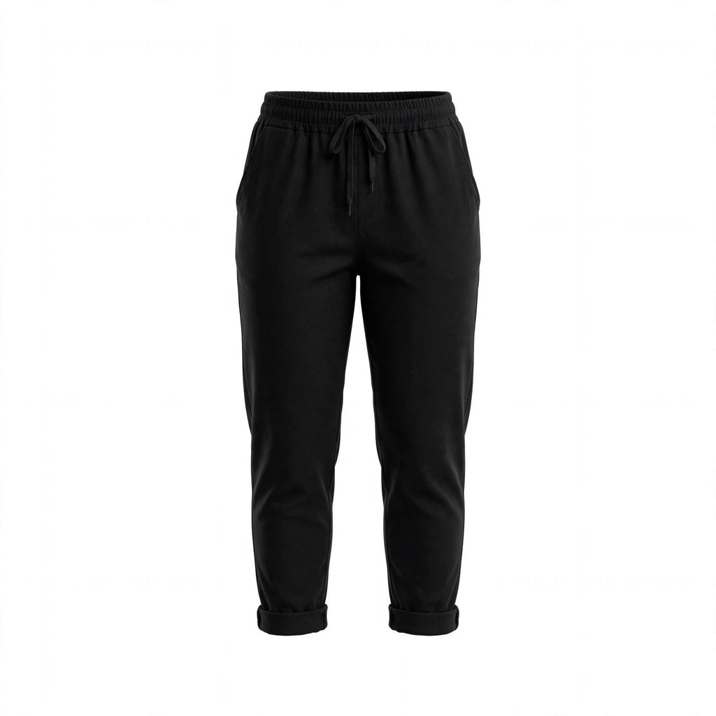 Pantalones Casuales Negro Mujer Talla Grande | Cintura Elástica y Bajos Vueltos - Las Cucadas