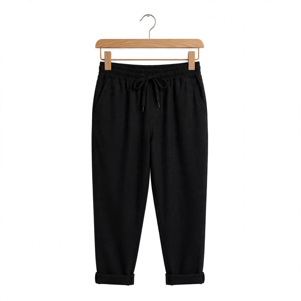 Pantalones Casuales Negro Mujer Talla Grande | Cintura Elástica y Bajos Vueltos - Las Cucadas