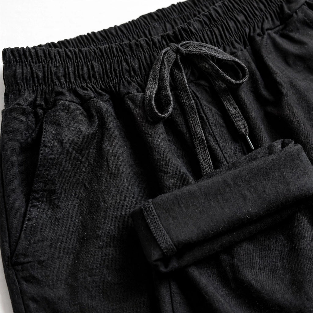 Pantalones Casuales Negro Mujer Talla Grande | Cintura Elástica y Bajos Vueltos - Las Cucadas