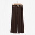 Pantalones De Corte Recto Con Cinturón Chocolate - Las Cucadas